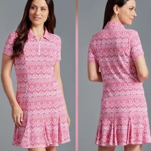 Ibkul Godet Dress Barbara Print Size Large Pink